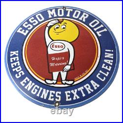 Vintage Esso Gasoline Sign Gas Service Station Auto Oil Drop Porcelain Sign