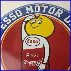 Vintage Esso Gasoline Sign Gas Service Station Auto Oil Drop Porcelain Sign
