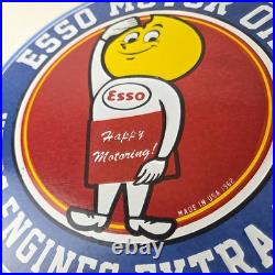 Vintage Esso Gasoline Sign Gas Service Station Auto Oil Drop Porcelain Sign