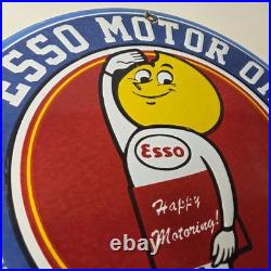 Vintage Esso Gasoline Sign Gas Service Station Auto Oil Drop Porcelain Sign