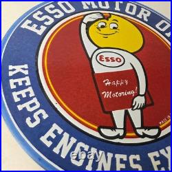 Vintage Esso Gasoline Sign Gas Service Station Auto Oil Drop Porcelain Sign