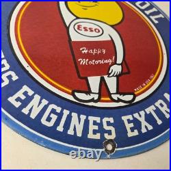 Vintage Esso Gasoline Sign Gas Service Station Auto Oil Drop Porcelain Sign