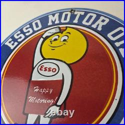 Vintage Esso Gasoline Sign Gas Service Station Auto Oil Drop Porcelain Sign