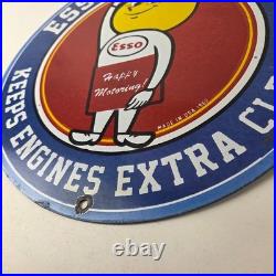 Vintage Esso Gasoline Sign Gas Service Station Auto Oil Drop Porcelain Sign