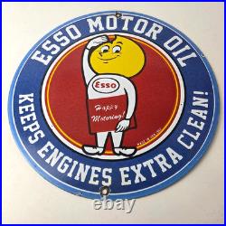 Vintage Esso Gasoline Sign Gas Service Station Auto Oil Drop Porcelain Sign
