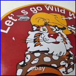 Vintage Esso Gasoline Sign Gas Service Station Auto Tiger Tank Porcelain Sign