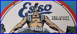 Vintage Esso Gasoline Sign Giant Power Gas Service Station Auto Porcelain Sign