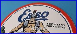 Vintage Esso Gasoline Sign Giant Power Gas Service Station Auto Porcelain Sign