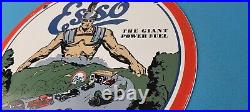 Vintage Esso Gasoline Sign Giant Power Gas Service Station Auto Porcelain Sign