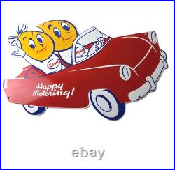 Vintage Esso Gasoline Sign Porcelain Automobile Oil Drop Boy Gas Pump Sign