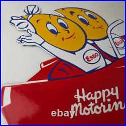 Vintage Esso Gasoline Sign Porcelain Automobile Oil Drop Boy Gas Pump Sign