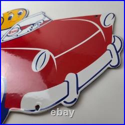 Vintage Esso Gasoline Sign Porcelain Automobile Oil Drop Boy Gas Pump Sign