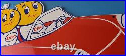 Vintage Esso Gasoline Sign Porcelain Automobile Oil Drop Boy Gas Pump Sign