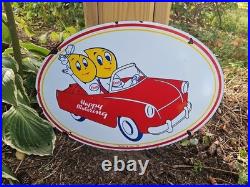 Vintage Esso Gasoline Sign Porcelain Automobile Oil Drop Boy Gas Pump Sign 20