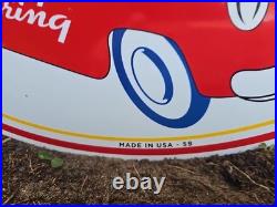Vintage Esso Gasoline Sign Porcelain Automobile Oil Drop Boy Gas Pump Sign 20