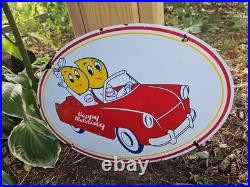 Vintage Esso Gasoline Sign Porcelain Automobile Oil Drop Boy Gas Pump Sign 20