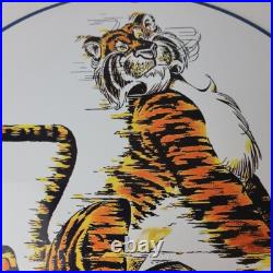 Vintage Esso Gasoline Sign Tiger Gas Service Station Auto Tank Porcelain Sign