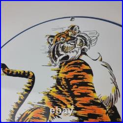 Vintage Esso Gasoline Sign Tiger Gas Service Station Auto Tank Porcelain Sign