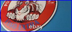 Vintage Esso Gasoline Sign Tiger Gas Service Station Auto Tank Porcelain Sign