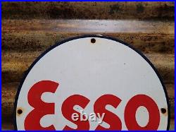 Vintage Esso Porcelain Sign Automobile Motor Oil Gasoline Complany Pump Plate