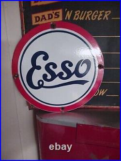 Vintage Esso Porcelain Sign Automobile Motor Oil Gasoline Complany Pump Plate 12