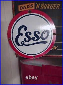 Vintage Esso Porcelain Sign Automobile Motor Oil Gasoline Complany Pump Plate 12