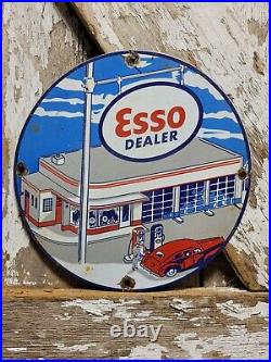 Vintage Esso Porcelain Sign Old 10 Gas Pump Plate Car Auto Oil Service Station