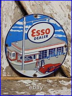 Vintage Esso Porcelain Sign Old 10 Gas Pump Plate Car Auto Oil Service Station