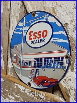 Vintage Esso Porcelain Sign Old 10 Gas Pump Plate Car Auto Oil Service Station