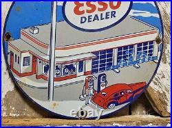 Vintage Esso Porcelain Sign Old 10 Gas Pump Plate Car Auto Oil Service Station