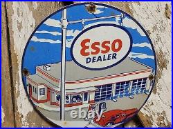 Vintage Esso Porcelain Sign Old 10 Gas Pump Plate Car Auto Oil Service Station