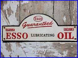 Vintage Esso Sign Cast Iron Automobile Lubrication Oil Part Supply Service Co