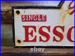 Vintage Esso Sign Cast Iron Automobile Lubrication Oil Part Supply Service Co