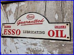 Vintage Esso Sign Cast Iron Automobile Lubrication Oil Part Supply Service Co