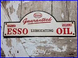 Vintage Esso Sign Cast Iron Automobile Lubrication Oil Part Supply Service Co