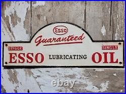 Vintage Esso Sign Cast Iron Automobile Lubrication Oil Part Supply Service Co