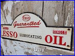 Vintage Esso Sign Cast Iron Automobile Lubrication Oil Part Supply Service Co