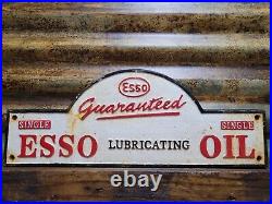 Vintage Esso Sign Cast Iron Automobile Lubrication Oil Part Supply Service Co