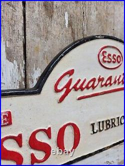 Vintage Esso Sign Cast Iron Automobile Lubrication Oil Part Supply Service Co