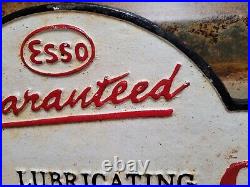 Vintage Esso Sign Cast Iron Automobile Lubrication Oil Part Supply Service Co