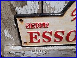 Vintage Esso Sign Cast Iron Garage Plaque Automobile Truck Car Oil Service Gas