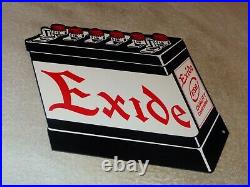 Vintage Exide Die-cut Battery 13 X 10.5 Metal Car Batteries, Gasoline Oil Sign