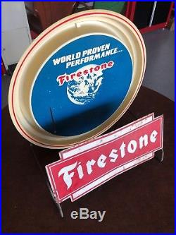 Vintage FIRESTONE Tire Stand Signs Gas Oil OLD Station Car Truck DISPLAY Rack