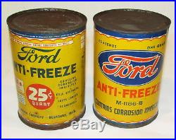 Vintage FORD ANTI FREEZE 1 Quart CANS Extremely RARE to FIND FULL Lot of 2