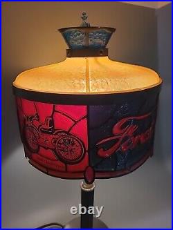 Vintage FORD DEALER Desk Lamp Tiffany Style Plastic Shade