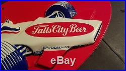 Vintage Falls City Beer Race Car Advertising Plastic Sign Indycar F1