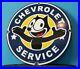 Vintage-Felix-Cat-Chevrolet-Porcelain-Bow-tie-Gas-Trucks-Service-Sales-Auto-Sign-01-aem