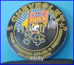 Vintage Felix Cat Chevrolet Porcelain Gas Oil Auto Approved Sales & Service Sign