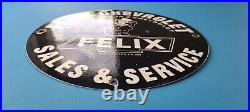 Vintage Felix Cat Top Hat Chevrolet Porcelain Bow-tie Gas Trucks Service Sign