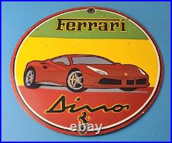 Vintage Ferrari Dino Sports Car Sign Auto Service Dealer Gas Porcelain Sign